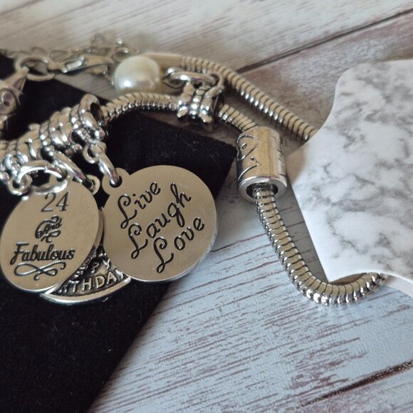 NWT 24 and Fabulous Birthday Silver Plated Snake Chain Bracelet Gift - Picture 3 of 5